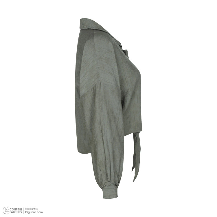 شومیز گرهی زنانه سبز یشمی پارچه شانتون سایز 38 تا 44