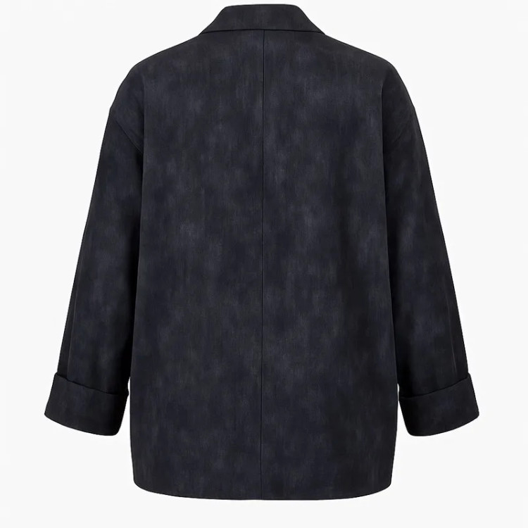 مانتو زنانه شیک یقه برگردان مدل کیمانو جلو باز طرح ابر و بادی جنس شانتون فری سایز