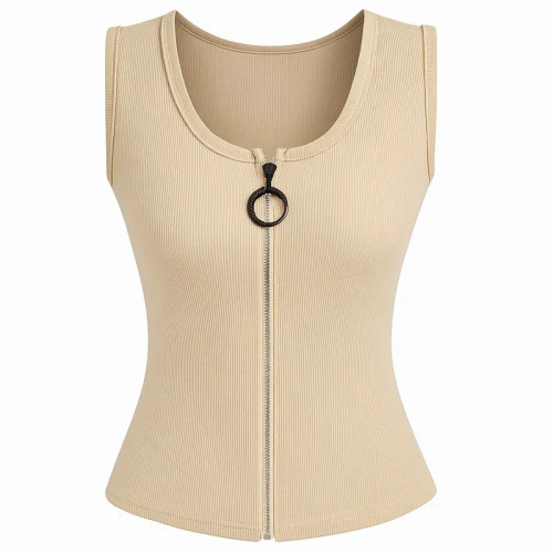 تاپ زنانه یقه گرد زیپدار مدل تارا مناسب روزمره و اسپرت