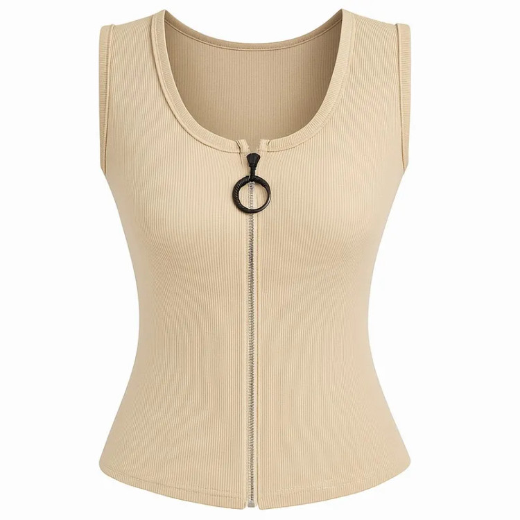 تاپ زنانه یقه گرد زیپدار مدل تارا مناسب روزمره و اسپرت