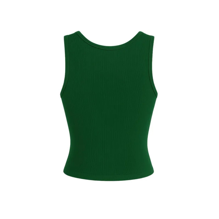 تاپ زنانه یقه گرد زیپ دار بدون آستین طرح ساده مناسب روزمره و مهمانی