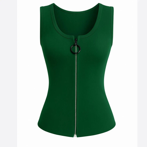 کراپ تاپ زنانه کبریتی زیپدار سبز یشمی جذب