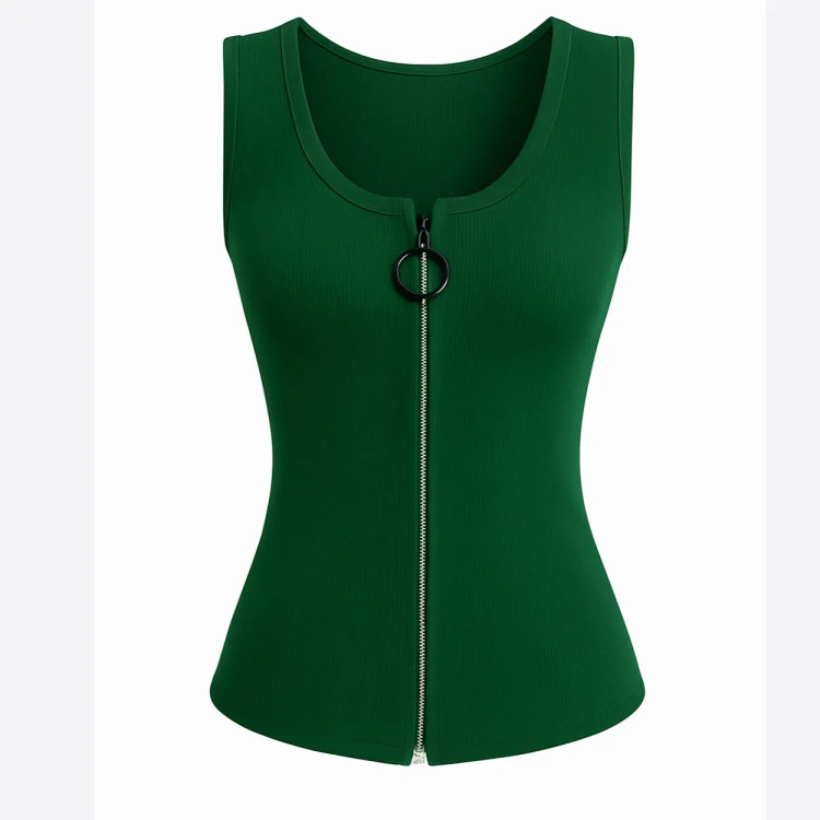 کراپ تاپ زنانه کبریتی زیپدار سبز یشمی جذب