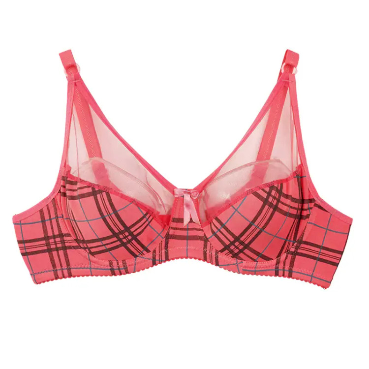 سوتین فنردار طرحدار کاپ B تور و نخ پنبه زنانه