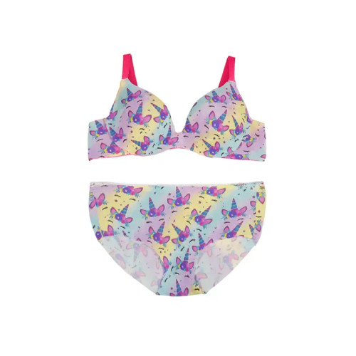 ست لباس زیر دخترانه طرح یونیکورن فانتزی اسفنجی لیزری فنردار