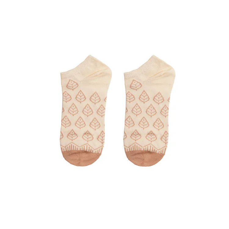 جوراب نخی زنانه طرح برگ آنتی باکتریال و ضد حساسیت فری سایز