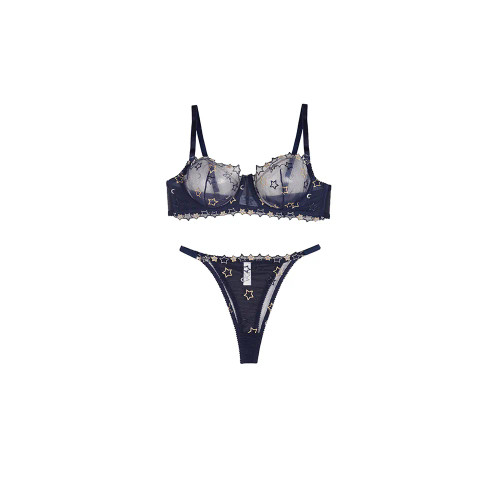 ست لباس زیر زنانه طرح ستاره، فنردار، بکلس، جنس تور