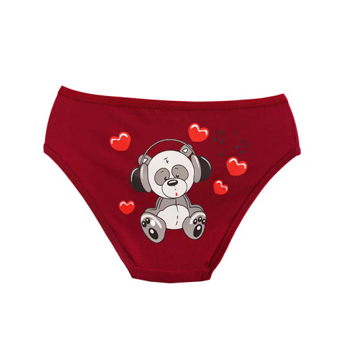 شورت اسلیپ نخ پنبه دخترانه طرح خرس با هدفون و قلب سایز XL