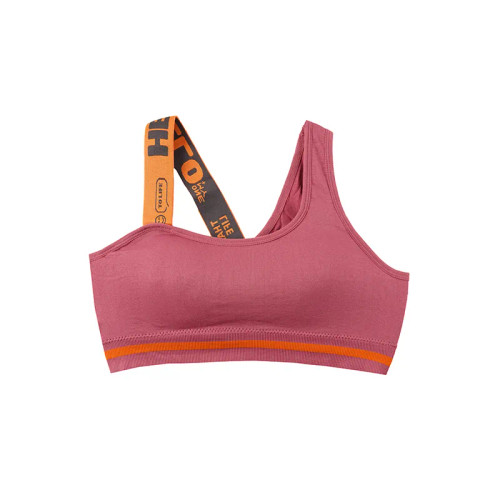 سوتین ورزشی کاپ دار نخی فری سایز زنانه بنددار طرح دار