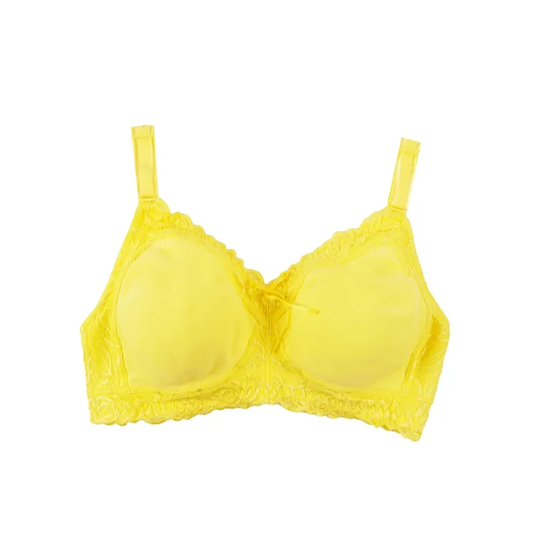 سوتین پرسی نخی دانتل دار بدون فنر کاپ B زنانه راحتی و پوشیده