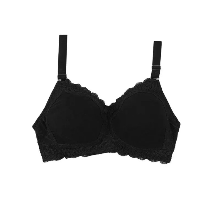 سوتین پرسی نخی دانتل دار بدون فنر کاپ B زنانه راحتی و پوشیده