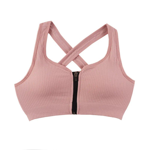 سوتین ورزشی زنانه کبریتی کاپ دار زیپ دار سایز فری