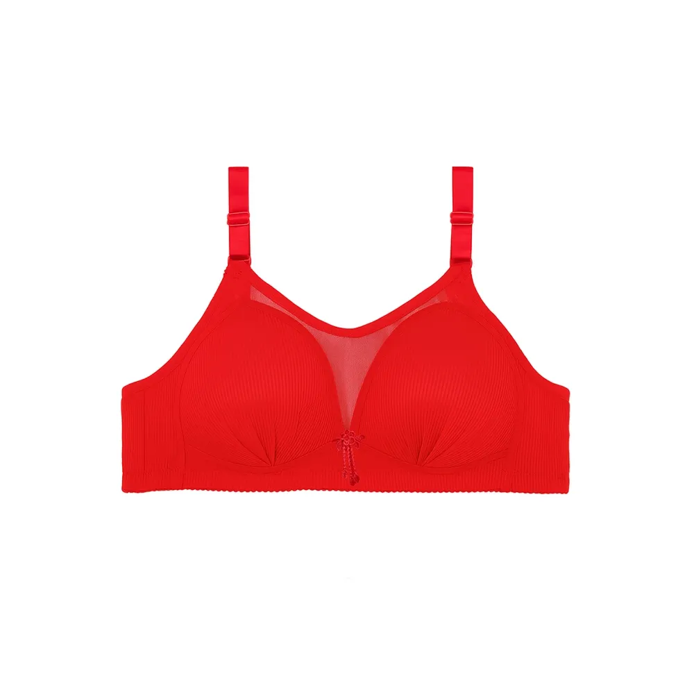 سوتین زنانه اسفنجی کاپ دار بدون فنر مدل کبریتی تور دار بند قابل تنظیم