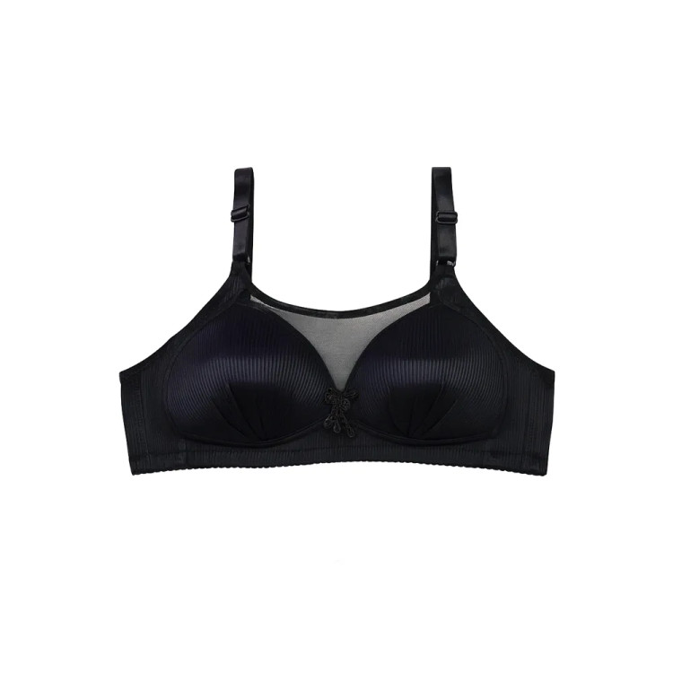 سوتین زنانه اسفنجی کاپ دار بدون فنر مدل کبریتی تور دار بند قابل تنظیم