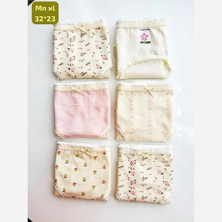 پک 5 عددی شورت زنانه تمام نخ عروسکی فانتزی طرح گل گلی راحت سایز بزرگ