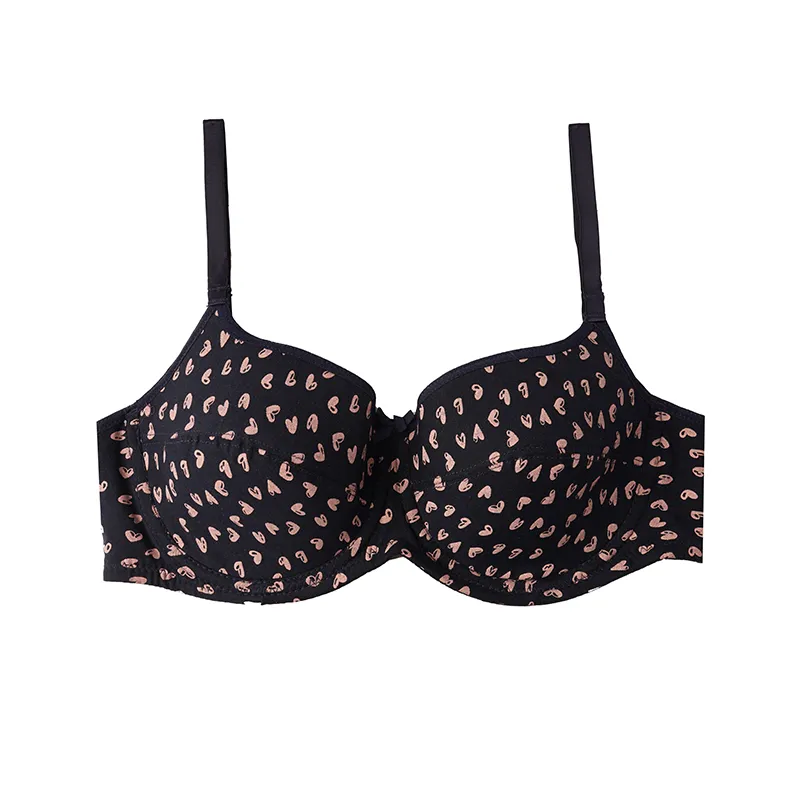 سوتین فنردار نخی کاپ دار طرح قلب بند قابل تنظیم ضد حساسیت زنانه