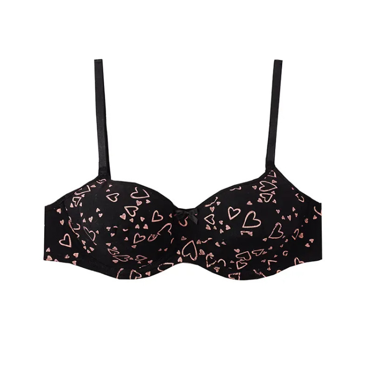 سوتین فنردار نخی کاپ دار طرح قلب بند قابل تنظیم ضد حساسیت زنانه