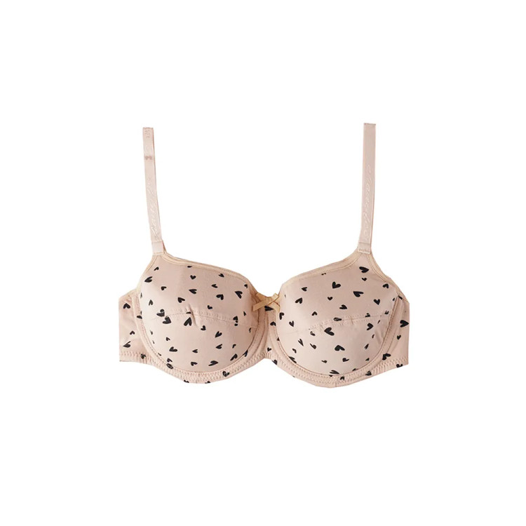 سوتین فنردار نخی کاپ دار طرح قلب بند قابل تنظیم ضد حساسیت زنانه