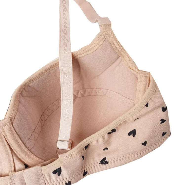 سوتین فنردار نخی کاپ دار طرح قلب بند قابل تنظیم ضد حساسیت زنانه