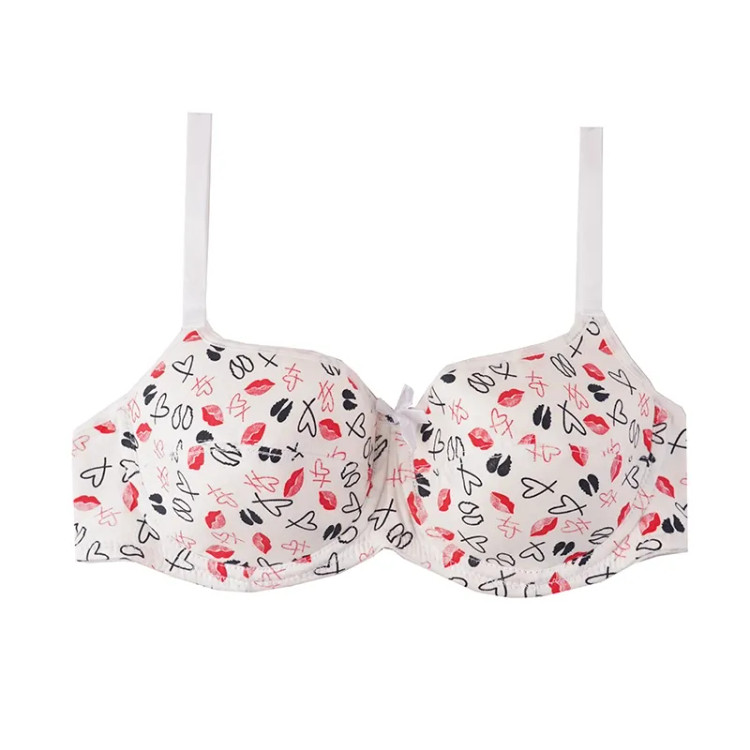 سوتین فنردار نخی کاپ دار طرح قلب بند قابل تنظیم ضد حساسیت زنانه