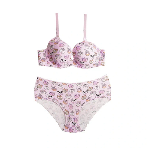 ست سوتین و شورت فانتزی اسفنجی طرح دار زنانه لیزری فنردار