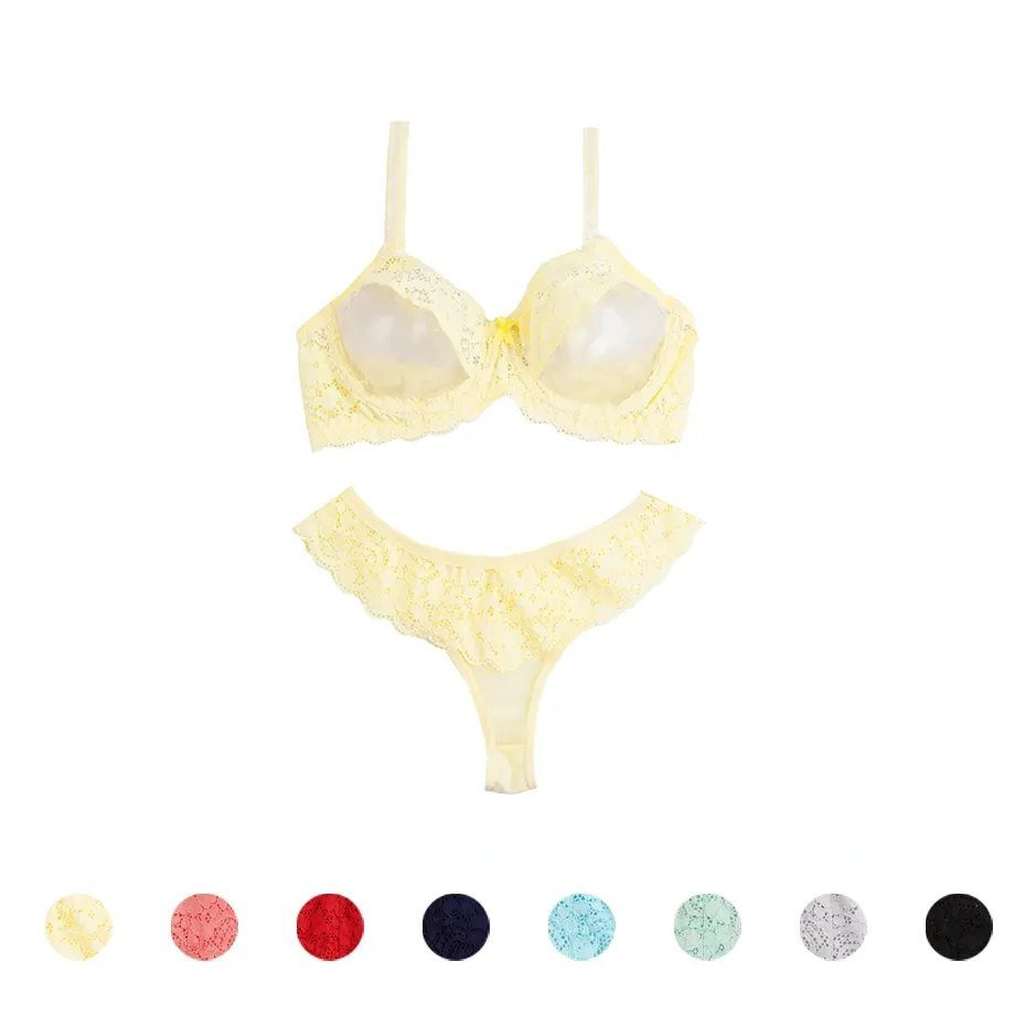 ست لباس زیر زنانه حریر و دانتل فنردار فانتزی لامبادا