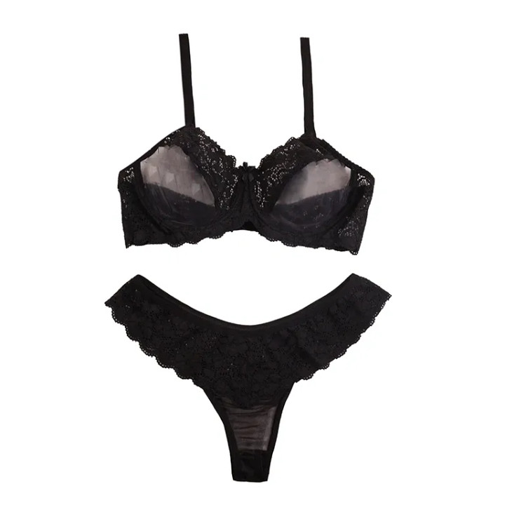 ست لباس زیر زنانه حریر و دانتل فنردار فانتزی لامبادا