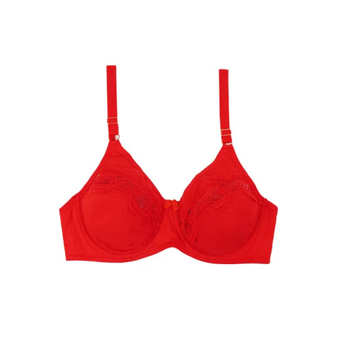 سوتین فنردار نخی کاپ B زنانه - بند قابل تنظیم - طرح دار