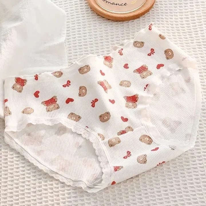 شورت زنانه عروسکی کبریتی نخی طرح تدی سایز بزرگ سه ایکس (پک پنج تایی)