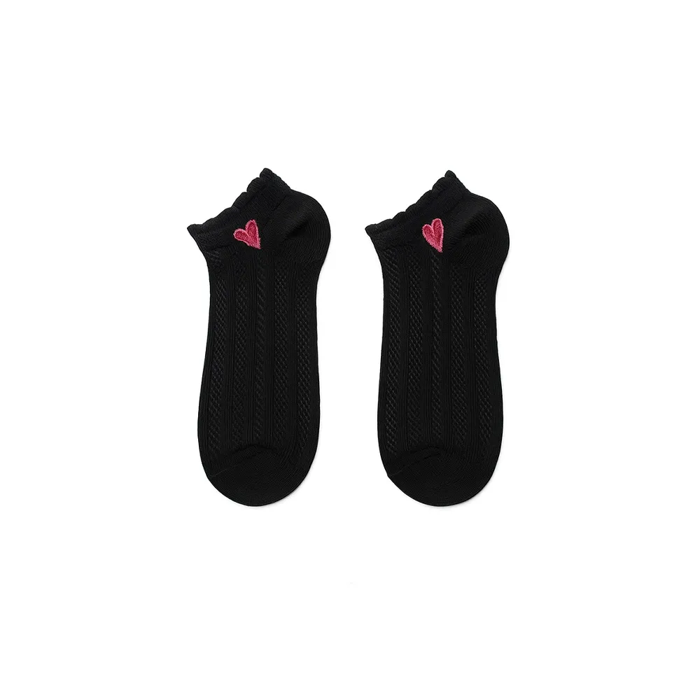 جوراب زنانه طرح قلب مشکی فری سایز (مناسب 36 تا 40)