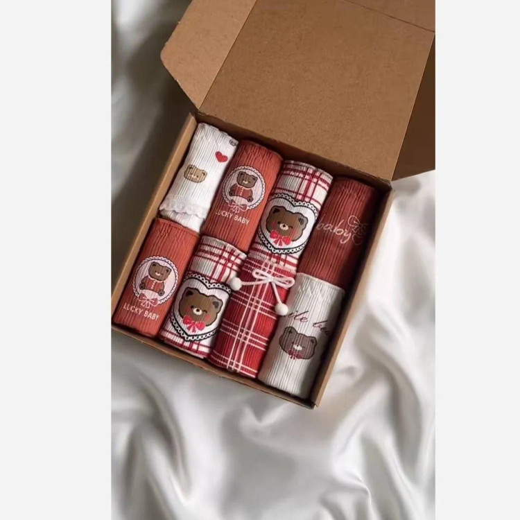 شورت زنانه عروسکی کبریتی نخی طرح تدی سایز بزرگ سه ایکس (پک پنج تایی)