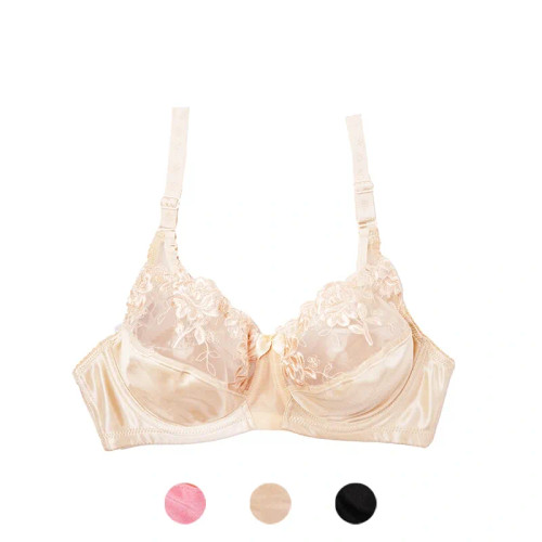 سوتین گیپور زنانه طرح گلدار مدل فنردار جنس پرلون و گیپور در سایزهای مختلف