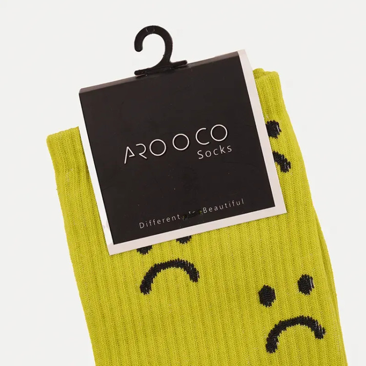 جوراب نخی زنانه طرح ایموجی غمگین فری سایز (36 تا 41)