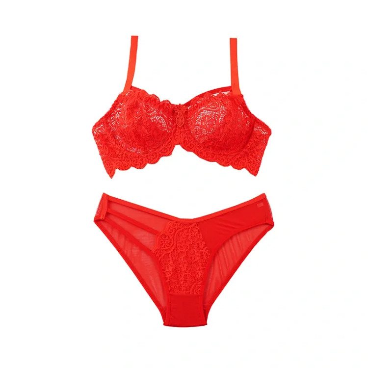 ست سوتین و شورت زنانه دانتل فنردار کاپ B طرح اسلیپ فانتزی