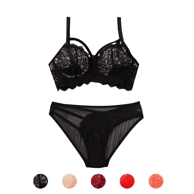 ست سوتین و شورت زنانه دانتل فنردار کاپ B طرح اسلیپ فانتزی