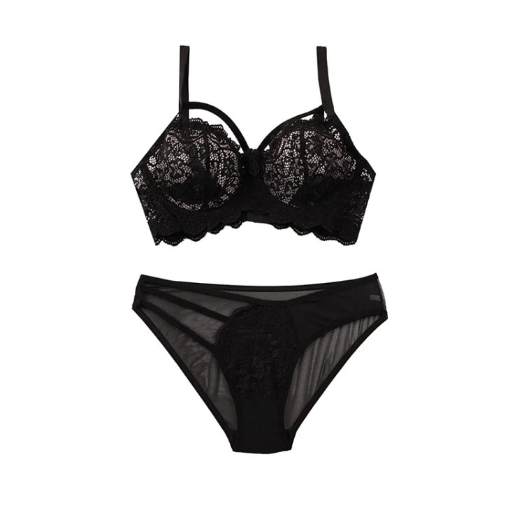 ست سوتین و شورت زنانه دانتل فنردار کاپ B طرح اسلیپ فانتزی