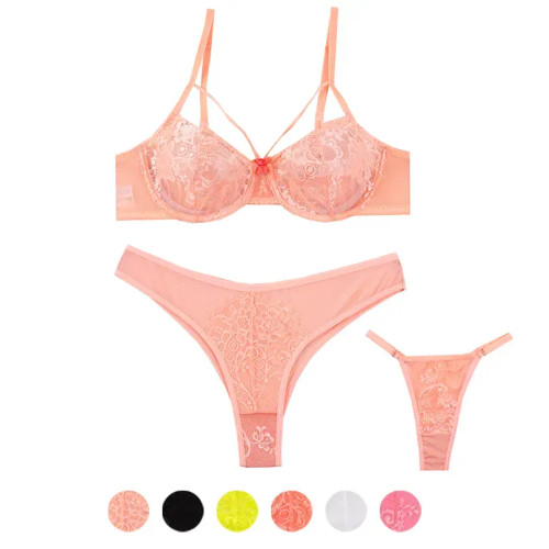 ست سوتین و شورت گیپور فنردار کاپ B زنانه | طرح دار و شیک