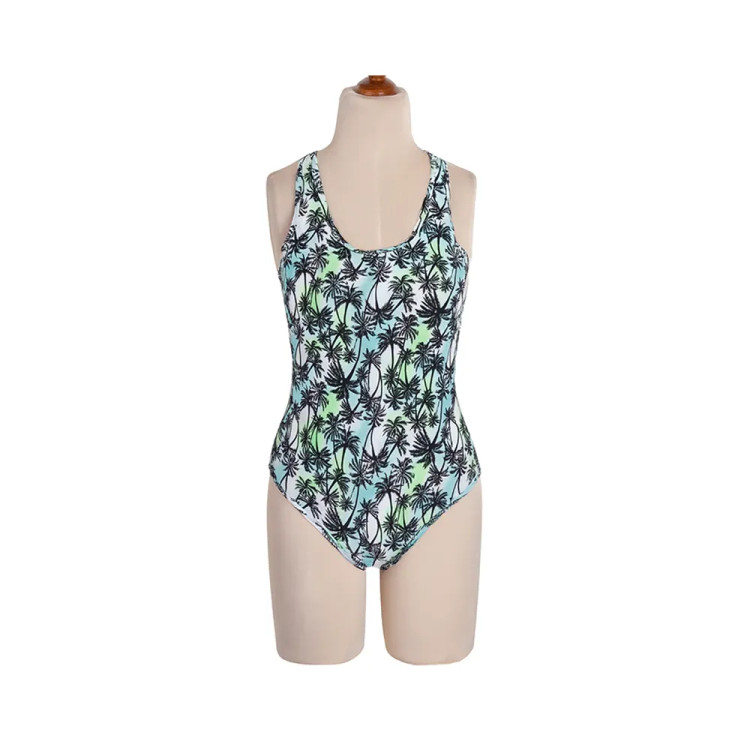 مایو زنانه یک تکه طرح دار استرج ضد کلر بند ضربدری کاپ دار