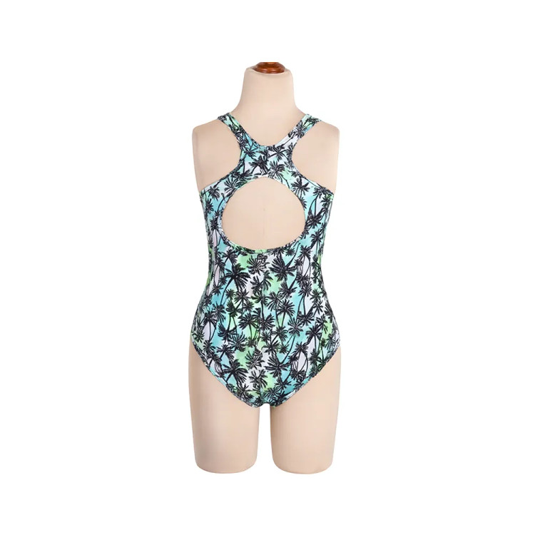 مایو زنانه یک تکه طرح دار استرج ضد کلر بند ضربدری کاپ دار