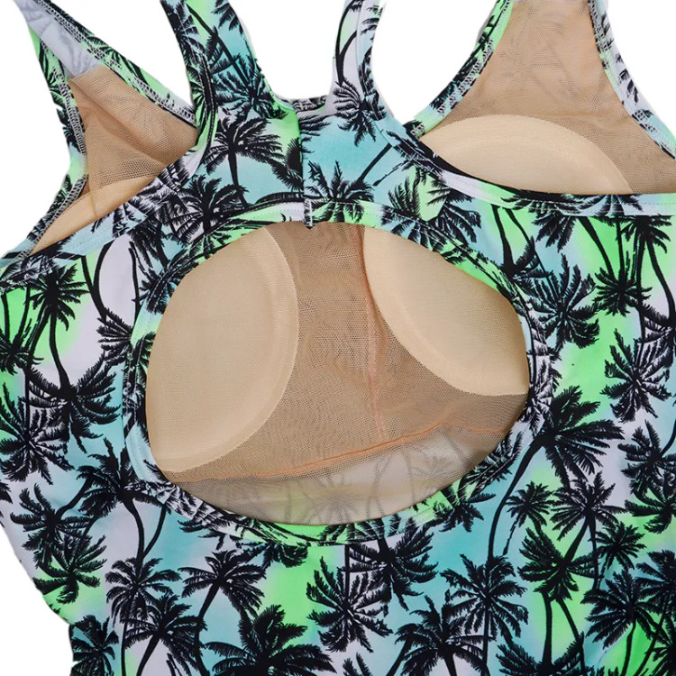 مایو زنانه یک تکه طرح دار استرج ضد کلر بند ضربدری کاپ دار