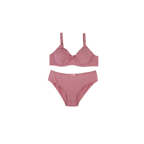 ست لباس زیر زنانه نخی طرحدار فنردار مدل اسلیپ پرسی