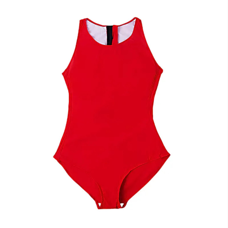 مایو زنانه یک تکه قرمز مدل اسلیپ جنس استرج سایزبزرگ