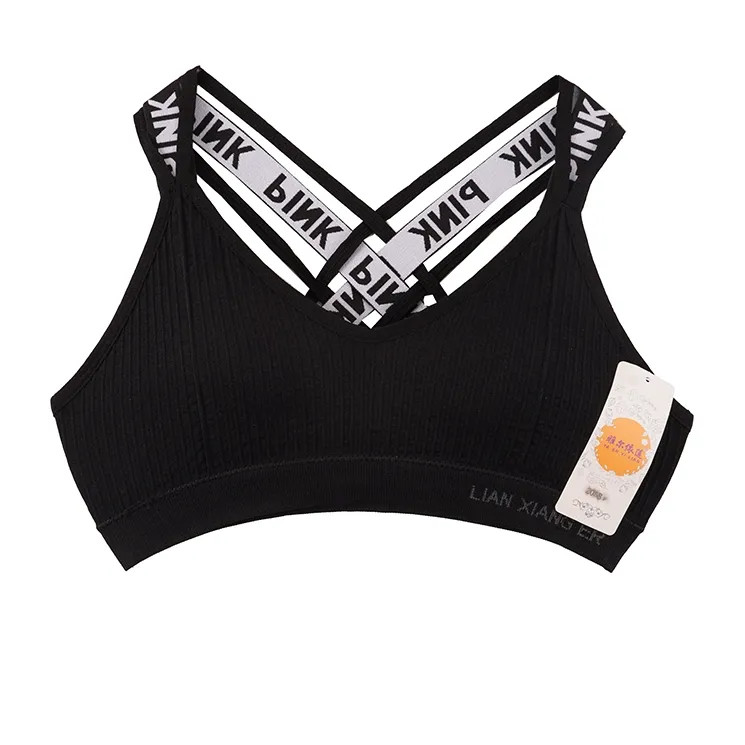 سوتین ورزشی زنانه کاپدار نخ و پنبه کبریتی طرح Pink سایز فری