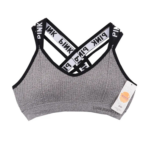 سوتین ورزشی زنانه کاپدار نخ و پنبه کبریتی طرح Pink سایز فری