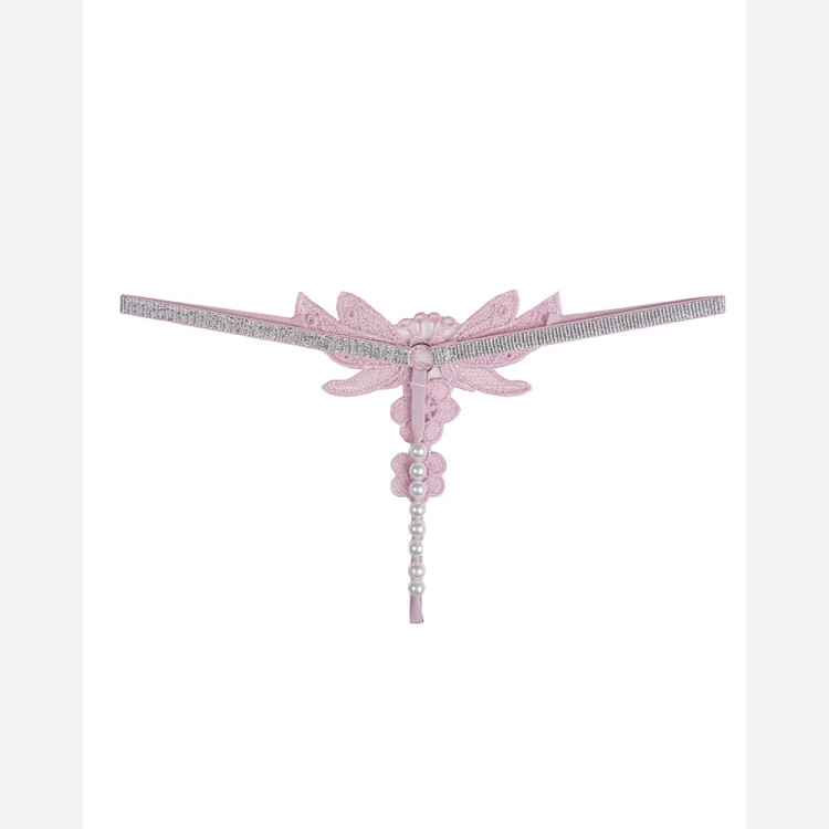 شورت لامبادا فانتزی طرح پروانه و گل با مروارید و نگین زنانه