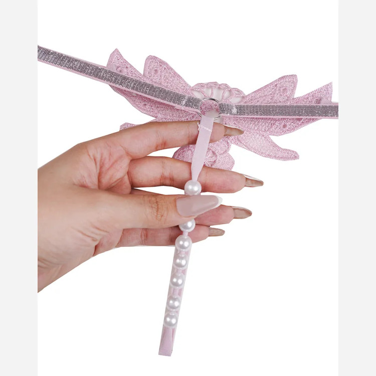 شورت لامبادا فانتزی طرح پروانه و گل با مروارید و نگین زنانه