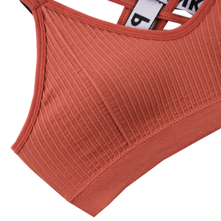 سوتین ورزشی زنانه کاپدار نخ و پنبه کبریتی طرح Pink سایز فری