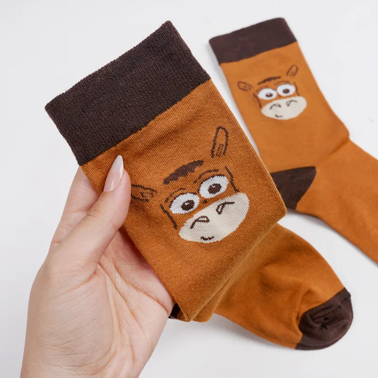 جوراب نخی زنانه طرح اسب کارتونی فری سایز (36-41)