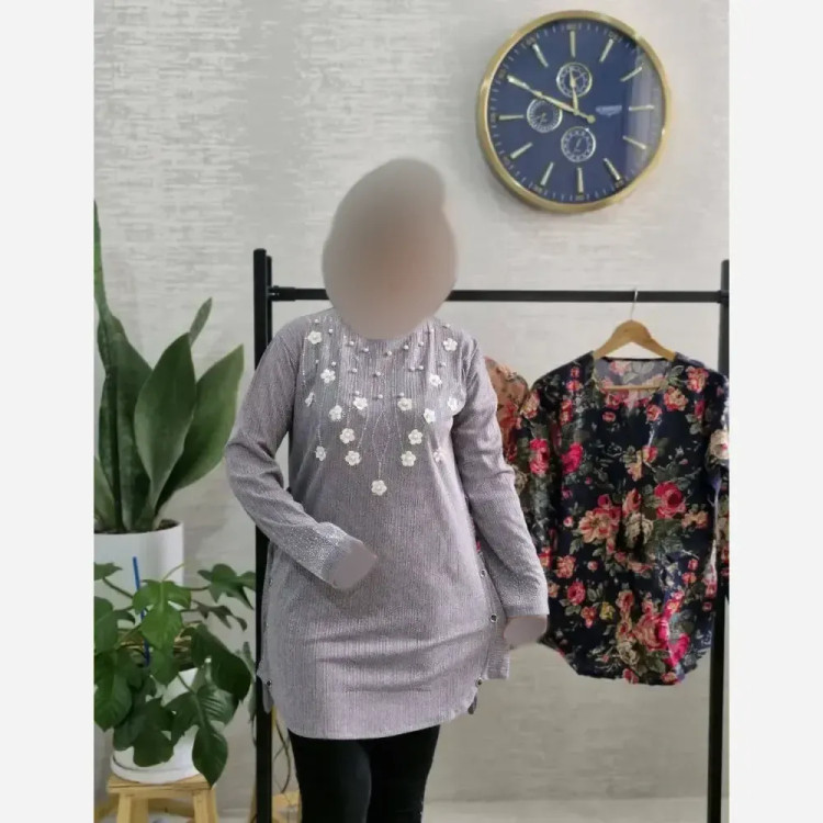 تونیک زنانه مدل شکوفه جنس کریشه سایز 38 تا 48