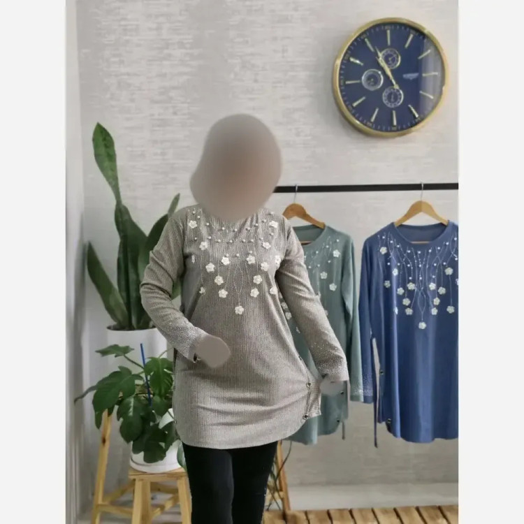 تونیک زنانه مدل شکوفه جنس کریشه سایز 38 تا 48